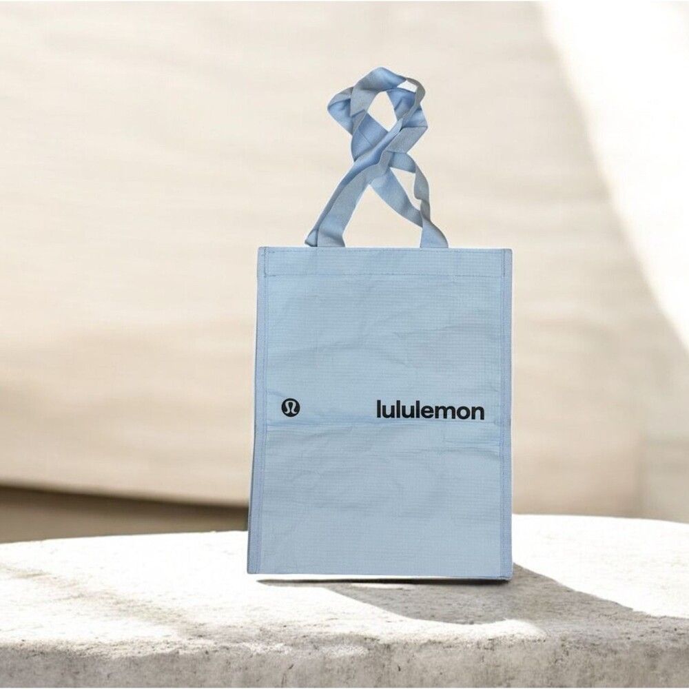 Lululemon Reusable Shopper Tote Blue Gift Bag Shopping Carry All Dual Handle New
